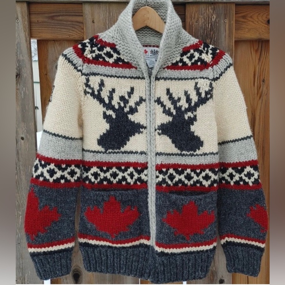 Hudson's Bay Olympic Vancouver 2010 Wool Full Zipper Sweater Cowichan Sweater
